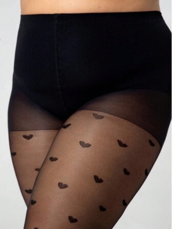 1 st Plus Size Women Heart Pattern Tights, lämpliga för utomhusbruk