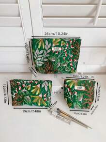 1 túi đựng đồ trang điểm thêu hoa cho nữ, túi đựng mỹ phẩm du lịch có khóa kéo, túi đựng đồ vệ sinh cá nhân kẻ sọc dễ thương, túi đựng đồ trang sức tối giản, tuyệt vời cho túi trang trí du lịch ngoài trời cho bé gái, ví dễ thương có khóa kéo đựng son môi, cọ, sản phẩm chăm sóc da, điện thoại di động, tiền xu, đồ dùng nhỏ, túi đựng mỹ phẩm - xanh quân đội - Xem 10