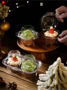 9pcs Transparent Clear Plastic Cupcake Packaging Box Cake Cup Boxes Muffin,Chiffon,Mousse, Dessert Cupcake Packing Box Cookie Fruit Sushi Packaging Container - Clear - View 2