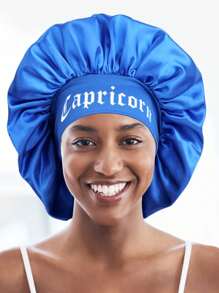 1PC Bonnet Printed 12 Constellations Personalization Hair Caps For Sleeping Satin Wide Brimmed Elastic Cap For Curly And Straight Hair Hair Sleep Cap - Blue - View 16