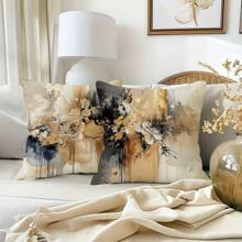 4 piezas de Fundas de cojín decorativas con diseño floral vintage de primavera, Fundas de almohada decorativas de arte moderno bohemio abstracto, 18" X 18", Aptas para casa de campo, porche, patio, sofá, sala de estar, exterior