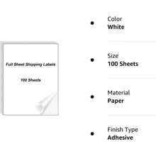 50/100/150/200 张 A4 全张标签贴纸纸适用于激光和喷墨打印机，自粘式可打印全页地址运输标签