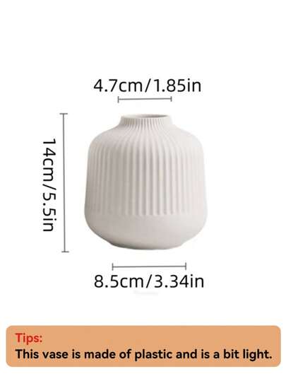 1pc Wit Plastic Flower Vase Dried Vase, Arrangement, Home Dining Tafel Bedroom Wedding Rama ation Birthday Graduation Glass view 2