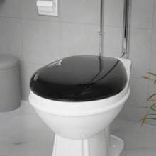 Black Round Toilet Seat Slow-Close No Slam Non Slip Seat Bumpers Easy Clean Bathroom Decor Summer - 1 - View 11