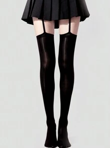 1 Par de Meias Altas Acima do Joelho para Mulheres, Meias Coxa Alta com Suspensórios, Multicoloridas, Modeladoras, Sexy, Adequadas para Uso Diário/Looks Sexy