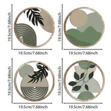 4 件/8 件镂空乡村风格农舍墙壁艺术装饰，波西米亚风格壁挂装饰，圆形墙壁装饰，单件或套装。山丘、树叶、太阳、蓝色、黄色、绿色元素。适用于装饰客厅、卧室、厨房、走廊、乡村庭院、办公室。送给家人、朋友、爱人的独特设计礼物。非常适合新年和日常生活装饰。