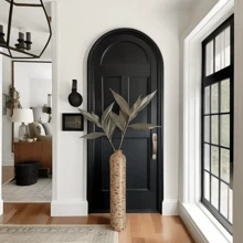 1 件 29.5 英寸棕色树脂落地花瓶 - 优雅条纹装饰花瓶，适合家居装饰、节日装饰、用于干花的高落地花瓶