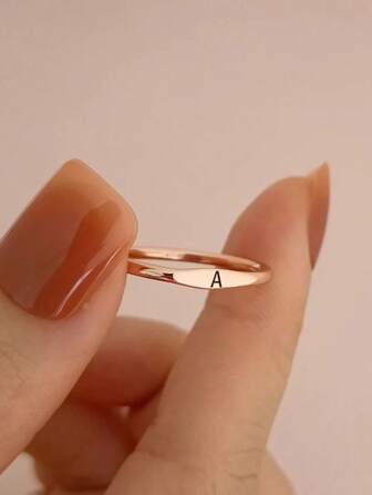 1pc Fashion Classic Minimalist 26 Alphabet Ring, Suitable For Women Daily, Party, Celebration, Holiday Gift