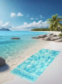 1pc Customized Beach Towel, Quick-Dry Swimming Towel, Comfortable Beach Towel, Fashionable Pool Towel, Customized Text, Starfish, Cute, Fun, Beautiful Yoga Mat, Beach Accessories, Mother's Day, Birthday, Ren's Day, Father's Day, Graduation, Wedding, Housewarming, Bathroom, Living Room, Bedroom, Home, Multi-Functional, Ornamental, Reusable, Breathable, Adorable, High-Quality, Cute, Soft, Custom, Personalized, Unique, Ideal Gifts For Him, Ideal Gifts For Kids, Bathroom, Home Summer Holiday Bathroom DecorTravel Essentials Travel Accessories Beach Essentials