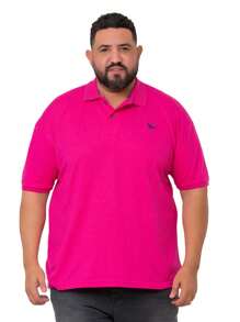 KIT OF 2 MEN'S POLO COLLAR SHIRTS, SOFT VERSATILE FABRIC, PLUS SIZE - Hot Pink - View 2
