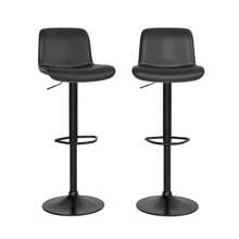 Swivel Bar Stools Set Of 2, Counter Height Bar Stools With Back, Adjustable Bar Stools 24" To 32", Faux Leather Bar Stools For Kitchen Island - Black - View 1