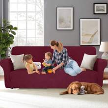CYCMACO Sofa Cover 1/2/3/4 Seater With Armrests, Cat Scratch Resistant Sofa Cover, Stretch Sofa Covers, Heavy Duty Winter Sofa Cover, Stain Resistant Sofa Cover Washable Non-Slip - Burgundy - View 2