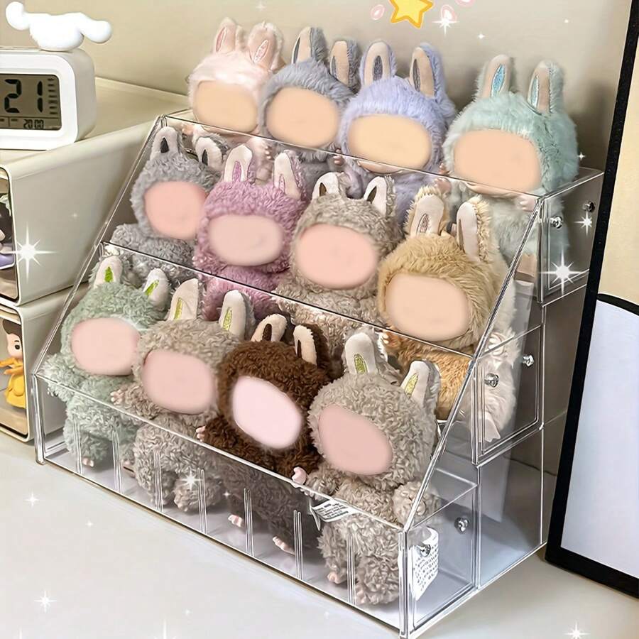 1pc Transparent Acrylic Tiered Display Stand For Plush Toys, Collectible Figurines, Key Chains, Width 2.75in, Suitable For Storing Items Less Than 2.75in Wide