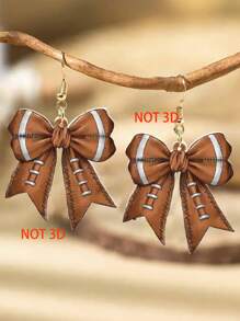 1 Coppia di Orecchini Eleganti a Fiocco in Acrilico a Tema Sportivo - Motivi di Pallacanestro, Rugby e Baseball per le Cheerleader del Giorno della Partita, San Valentino, Mamma, Festa della Mamma, Regalo