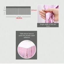 1pc 75*275cm Pink Beaded Curtain Table Skirt, Wedding Birthday Party Holiday Dessert Table Decor, Graduation Event Table Decoration - Pink - View 6
