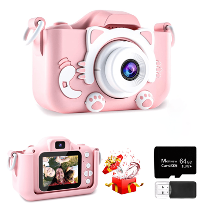 Kids Camera With 64G Memory Card, 1080P HD, 48MP With Video, Kids Birthday Gift, Kids Selfie Camera, Kids Holiday Birthday Gift, Suitable Birthday Gift For Boys/Girls