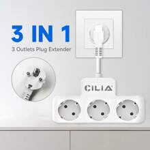 CILIA CILIA 1/2pcs Plug Power Strip , Power Extender , 3-IN-1 Outlet Adapter , With 10 CM Extension Cord , Simple And Portable For Home, Office, Industry, White/Black