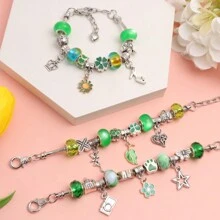 55入組彩色獨角獸主題手工鐲子&手工珠寶製作套件,附贈禮盒