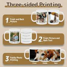 Personalized Picture Coffee Mug, Custom Photo Name Text Gifts For Men Women, Customized Ceramic Heart-Shaped Cup For Birthday Christmas Mother's Day Father's Day