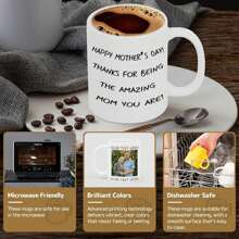 Personalized Picture Coffee Mug, Custom Photo Name Text Gifts For Men Women, Customized Ceramic Heart-Shaped Cup For Birthday Christmas Mother's Day Father's Day