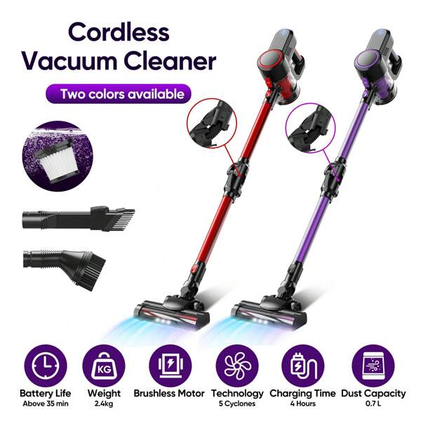 TEXOUS Cordless Vacuum Cleaner, Househeld Stick Vacuum Cleaner With LED Lights, Christmas Special Edition, Christmas Gift For HOME, Self-Standing, 4000mAh Battery, Multifunction Accessories, Lightweight Vacuum For Hardwood Floor Carpet Pet Hair