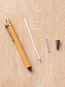 Customized 10/20/30/50pcs Bamboo Wood Round Ballpoint Pen, Retractable Medium Point, Smooth Writing, Personalized Pens For Office, School, Diary, Art Projects And School Essentials - Multicolor - View 5