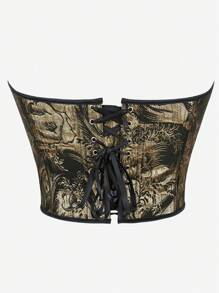 Strapless Corset Top, Women Shapewear Bustier Punk Style Embroidery Shapewear Top, Body Shaping Fitted Waist Trainer