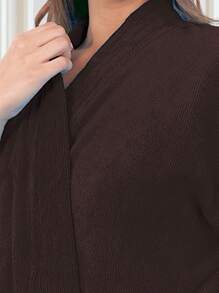 UNISEX WIDE AND LONG BATHROBE EXCELLENT ABSORPTION WITH RIBBON AND POCKETS - 咖啡棕 - 查看 9