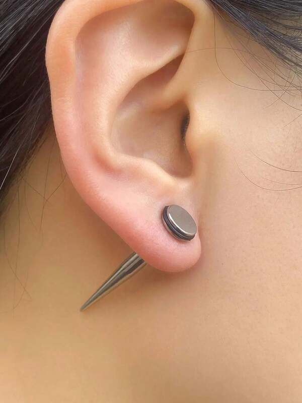 Brincos de pino de cone com ponta de aço inoxidável, 2 peças, estilo punk, feminino e masculino, personalizado, cartilagem, hélice, piercing de lóbulo da orelha, hip hop, rock, joias góticas