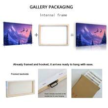 1PC Wooden Framed Canvas Painting Art Poster Reindeer In The Snow Art Wall Painting Reindeer Galloping Running In Heavy Snowy Night Canvas Wall Art Suitable For Office Corridor Home Living Room Decoration
