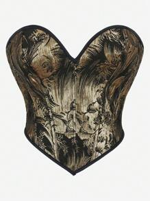 Strapless Corset Top, Women Shapewear Bustier Punk Style Embroidery Shapewear Top, Body Shaping Fitted Waist Trainer