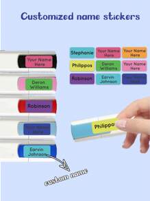 60/120/180/240pcs-Custom Solid Color Name Stickers, Waterproof, Personalized Name Stickers, Multi-Purpose Office Supplies, School Supplies, Home Supplies, Back To School Gifts, Student School Office Stationery