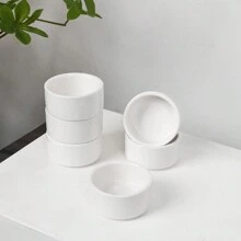 GDCZ Pack Of 6 Pure White Mini 1oz Ceramic Dish, Round Sauce Dish, Mini Bowl, Suitable For Party Serving Tomato Sauce, Chili Sauce, Black Pepper Sauce And Other Condiments, Dishwasher & Oven Friendly,Kitchen,Christmas Gift - White - View 2