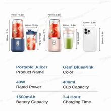 SOKANY 1pc New Portable Juicer Blender With 1 Cup, USB Rechargeable Mini Smoothie Maker For Fresh Juice, Personal Size Blender For Shakes And Smoothies, Home Fruit Mixer For Kitchen, Home, Travel