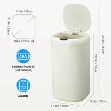 8 Gallon Motion Sensor Trash Can With Lid, Automatic Kitchen Garbage Can Touchless, 30 Liter Smart Stainless Steel Waste Bin For Home Office Kitchen Bathroom, Beige - 11.4"L X 11.4"W X 20.5"H - View 3