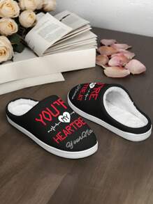 Valentine's Day Women's Custom Slippers, Couple's Name Heart Designed Lightweight Comfortable Soft Bottom Slippers For Women, Personalized Valentine Gift For Mom/Dad/Her/Him/Girlfriend/Boyfriend/Wife/Husband/Friend
