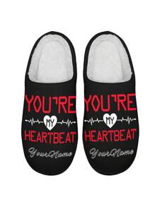 Valentine's Day Women's Custom Slippers, Couple's Name Heart Designed Lightweight Comfortable Soft Bottom Slippers For Women, Personalized Valentine Gift For Mom/Dad/Her/Him/Girlfriend/Boyfriend/Wife/Husband/Friend
