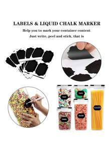4/5/6/7/9/12/15/24/36pcs,Airtight Food Storage Containers Set With Lids - Perfect For Kitchen Pantry Organization And Storage Of Cereal, Rice, Pasta, Tea, Nuts, And Coffee Beans - Dishwasher With Labels And Marker Included - Black and White - View 6