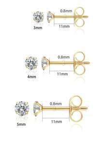 طقم أقراط مطلية بالذهب عيار 14 قيراط، مزينة بخرز اللؤلؤ والسي زد الصغير المصقول، من الفولاذ المقاوم للصدأ عيار 20، مناسبة للأذن الحساسة. عبوة 3 أزواج