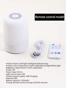 1pc LED Remote Control Night Light, Rechargeable Desk Lamp, Bedroom Bedside Touch Lamp For Feeding Baby, Eye-Care Sleep Light - White - View 14