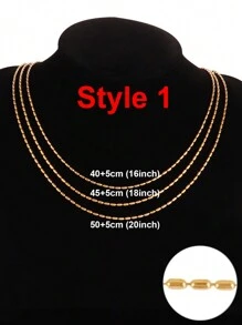 1 件简约不锈钢珠链项链，适合女士、男士和时尚珠球链项链珠宝女孩最好的朋友礼物 - 項鍊 - 查看 36