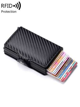 Anti-Theft Pop-Up PU Leather Wallet, Dual Card Holder, Lightweight & Portable Card Case, ID Card Holder, Business Gift For Men, Anniversary, Birthday, Casual RFID Blocking Wallet Card Holder