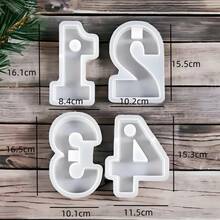4 Peças Molde de Silicone com Número de 1 a 4, Molde de Fundição, Número 1, 2, 3, 4, Molde de Concreto para Fundição de Porta-Velas - Perfeito para Decoração de Feriados