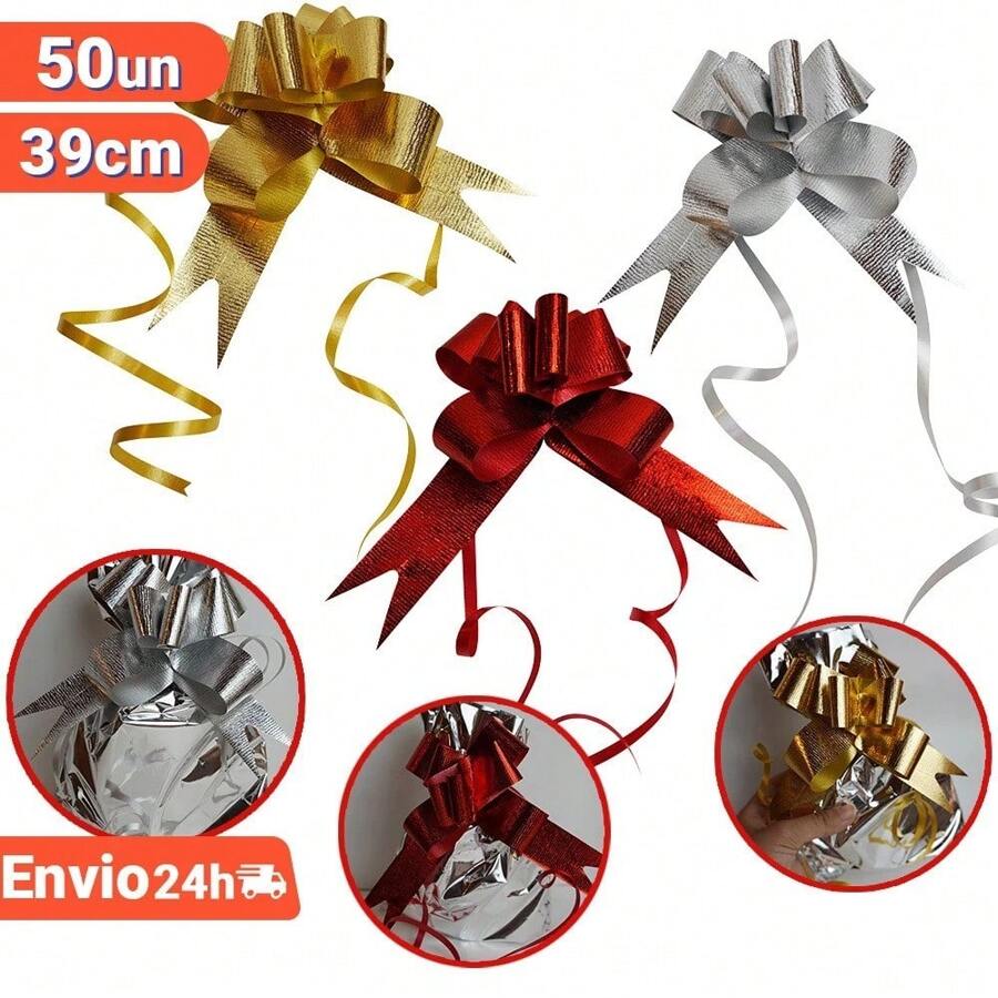 Easy Metallic Bow Gift 51cm Large 50 Units Various Colors - 銀色 - 查看 1