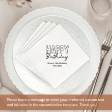 20/50/100/200/500pcs Personalized Birthday Napkins, 3-Ply Custom Napkins For Anniversary Party, Disposable Beverage/Dessert Napkins For Table Decorations, Milestone Birthday Party Decor,Personalized Party Napkins - White - View 8