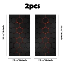 2pcs/Set Sci-Fi Themed Car B-Pillar Sticker - Vinyl Material, Matte Finish, Easy To Apply And Waterproof, Disposable Use, Hexagon Honeycomb Pattern