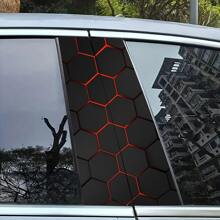 2pcs/Set Sci-Fi Themed Car B-Pillar Sticker - Vinyl Material, Matte Finish, Easy To Apply And Waterproof, Disposable Use, Hexagon Honeycomb Pattern