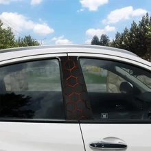 2pcs/Set Sci-Fi Themed Car B-Pillar Sticker - Vinyl Material, Matte Finish, Easy To Apply And Waterproof, Disposable Use, Hexagon Honeycomb Pattern