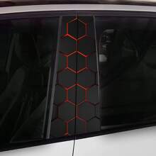 2pcs/Set Sci-Fi Themed Car B-Pillar Sticker - Vinyl Material, Matte Finish, Easy To Apply And Waterproof, Disposable Use, Hexagon Honeycomb Pattern