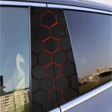 2pcs/Set Sci-Fi Themed Car B-Pillar Sticker - Vinyl Material, Matte Finish, Easy To Apply And Waterproof, Disposable Use, Hexagon Honeycomb Pattern